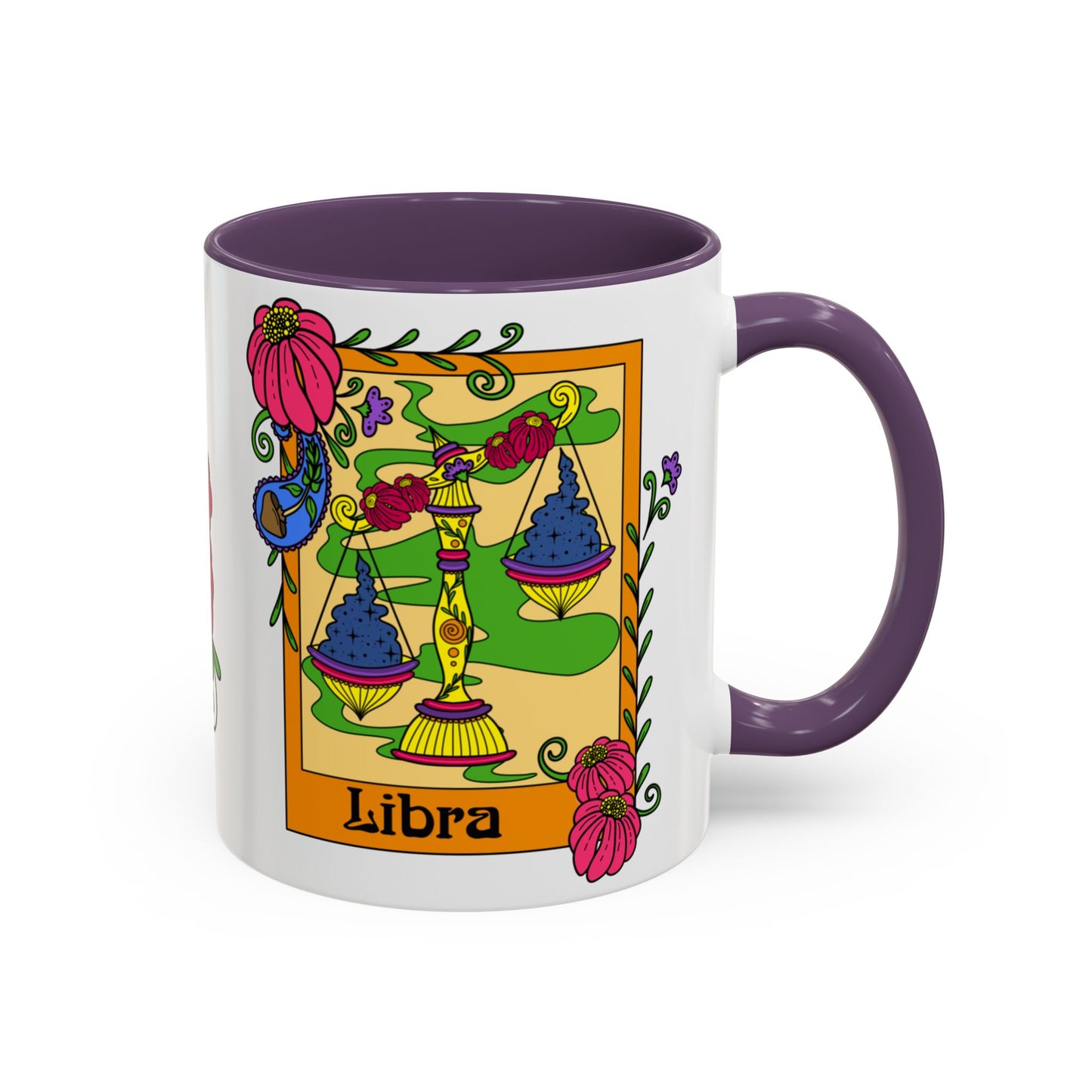 Libra star sign mug, Scales zodiac astrology coffee cup, Horoscope birthday gift mug, Bold retro colourful Design ceramic mug