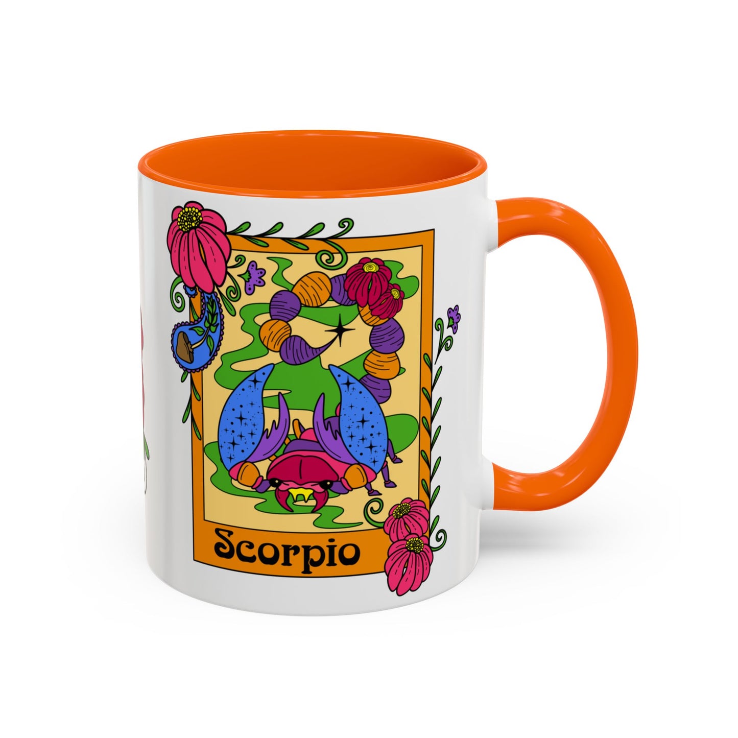Scorpio star sign mug, Scorpion zodiac astrology coffee cup, Horoscope birthday gift mug, Bold retro colourful Design ceramic mug