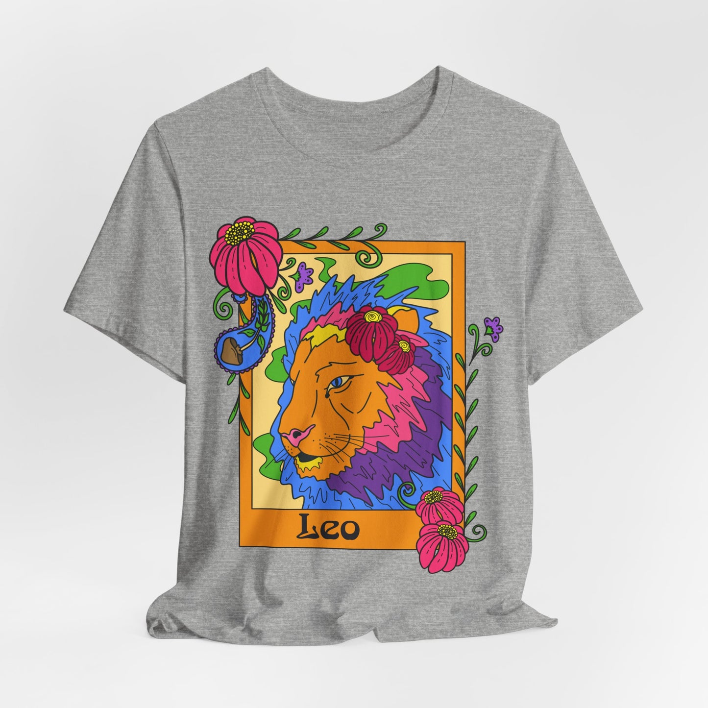 Leo star sign T-Shirt, Lion zodiac astrology top, Horoscope birthday gift Tee, Bold retro colourful Design tshirt