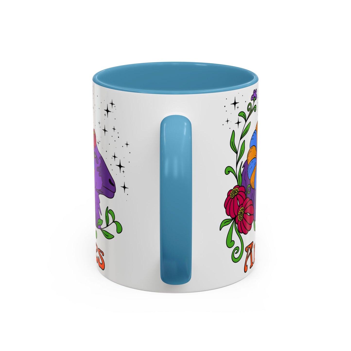 Aries star sign mug, Ram zodiac astrology coffee cup, Horoscope birthday gift mug, Bold retro colourful Design ceramic mug