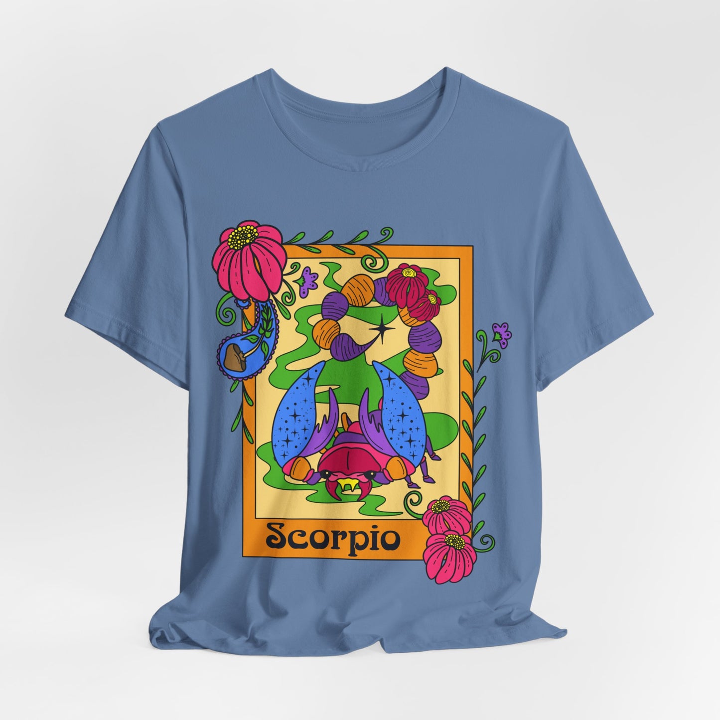 Scorpio star sign T-Shirt, Scorpion zodiac astrology top, Horoscope birthday gift Tee, Bold retro colourful Design tshirt