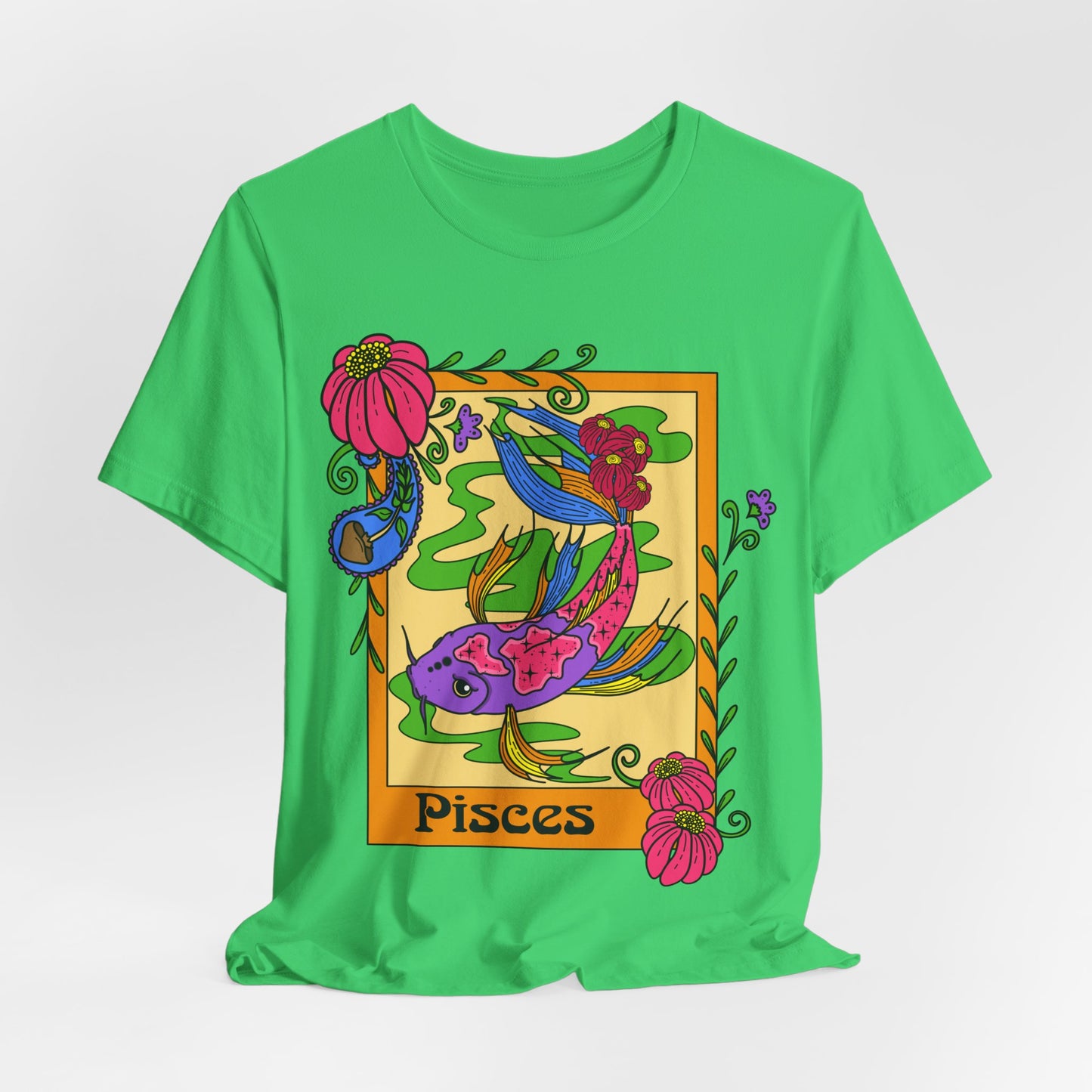Pisces star sign T-Shirt, Fish zodiac astrology top, Horoscope birthday gift Tee, Bold retro colourful Design tshirt