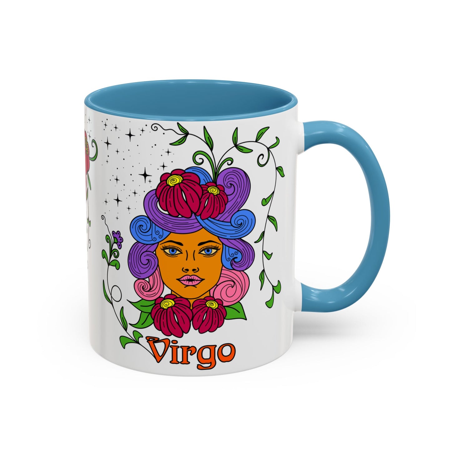 Virgo star sign mug, Maiden zodiac astrology coffee cup, Horoscope birthday gift mug, Bold retro colourful Design ceramic mug