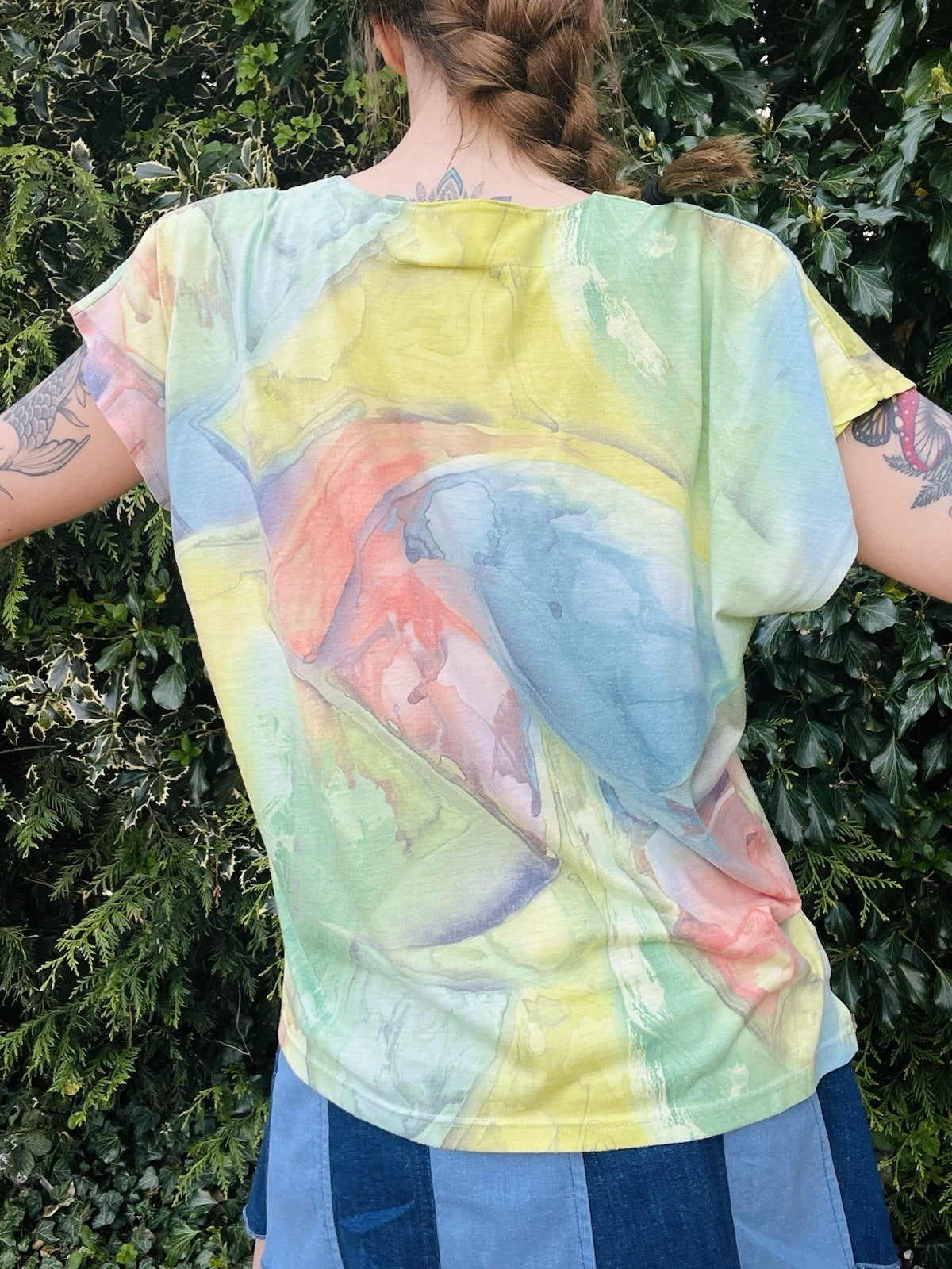 Vintage 1990s Summer T-shirt By Anni Folli Abstract Pastel Watercolour Design 12