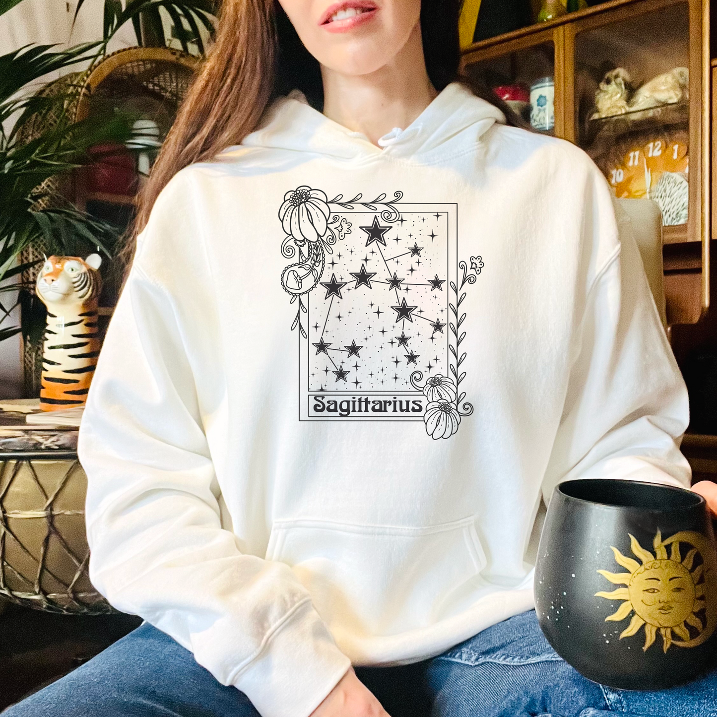 Sagittarius Constellation Hoodie, Zodiac astrology Jumper, Horoscope birthday gift sweatshirt, Star sign tarot card Design top