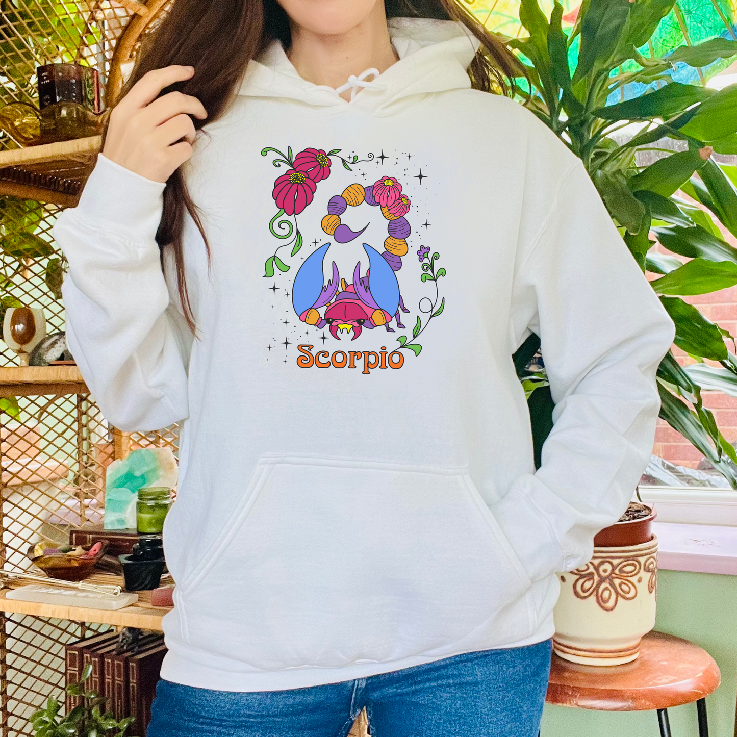 Scorpio star sign Hoodie, Scorpion zodiac astrology Jumper, Horoscope birthday gift sweatshirt, Bold retro colourful Design top