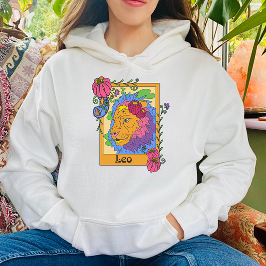 Leo star sign Hoodie, Ram zodiac astrology Jumper, Horoscope birthday gift sweatshirt, Bold retro colourful Design top