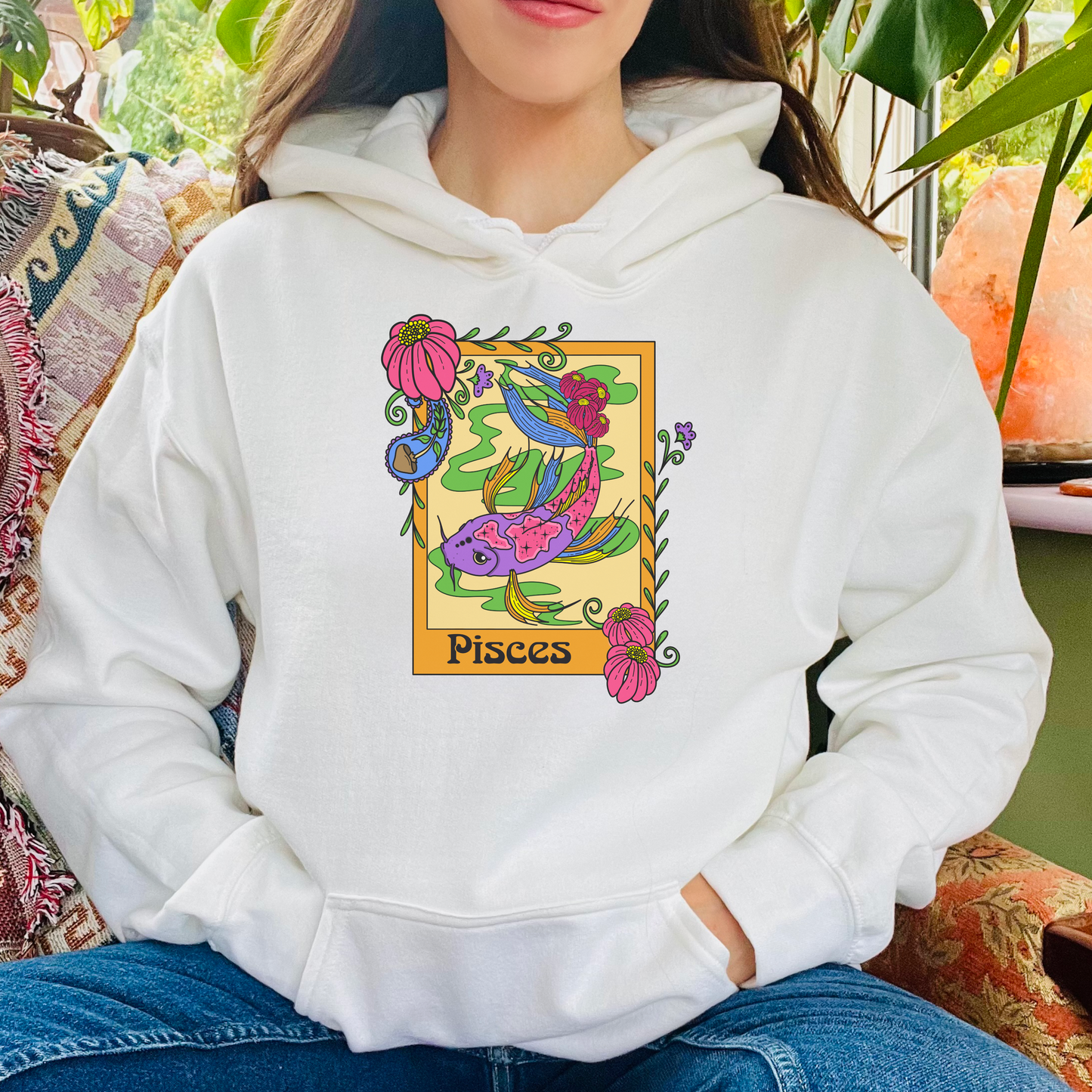 Pisces star sign Hoodie, Ram zodiac astrology Jumper, Horoscope birthday gift sweatshirt, Bold retro colourful Design top