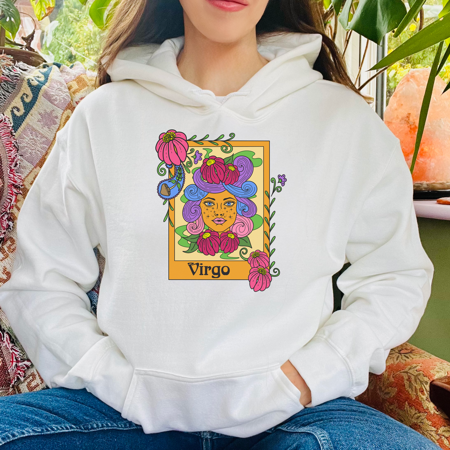 Virgo star sign Hoodie, Ram zodiac astrology Jumper, Horoscope birthday gift sweatshirt, Bold retro colourful Design top