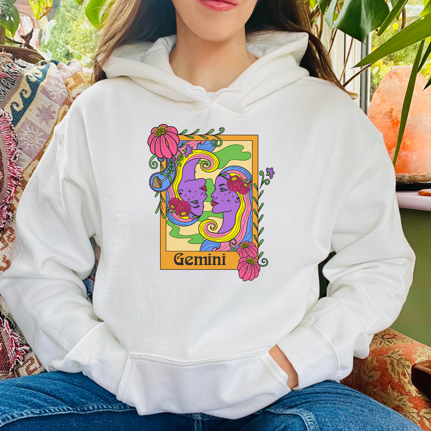 Gemini star sign Hoodie, Ram zodiac astrology Jumper, Horoscope birthday gift sweatshirt, Bold retro colourful Design top