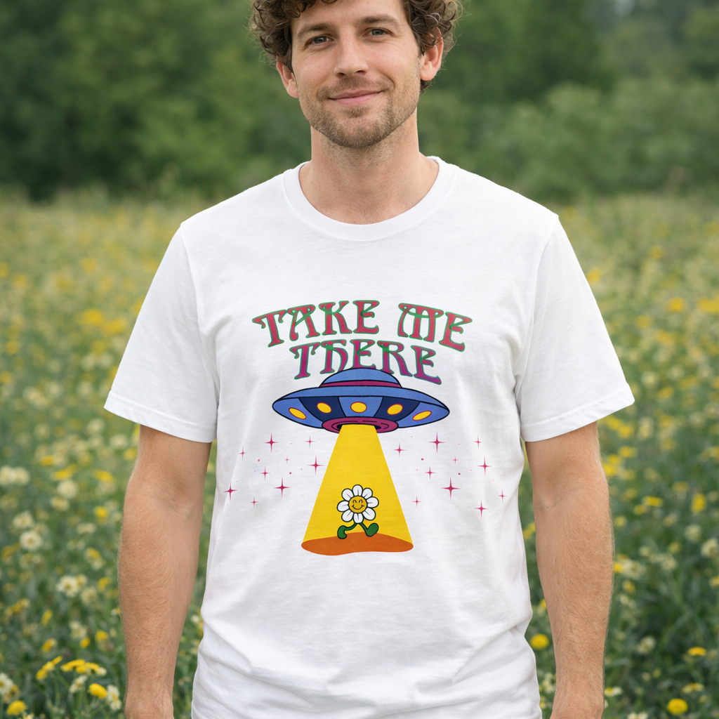 Hippie psychedelic UFO T-shirt Trippy 60s 70s space flower top Groovy retro Festival Tee