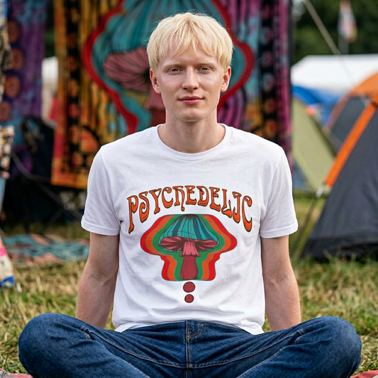 Hippie psychedelic Mushroom T-shirt Trippy 60s 70s top Groovy retro Festival Tee