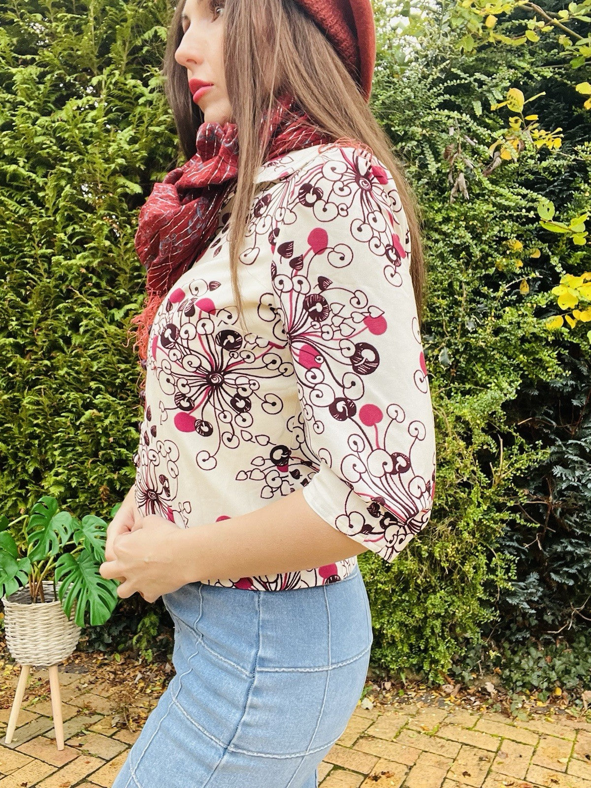 Vintage 1960s Blazer Retro Psychedelic 60s Cropped Sleeve Jacket Size 12