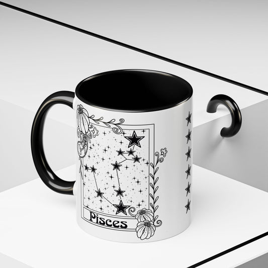 Pisces Constellation mug, Zodiac astrology coffee cup, Horoscope birthday gift mug, Star sign tarot card ceramic mug