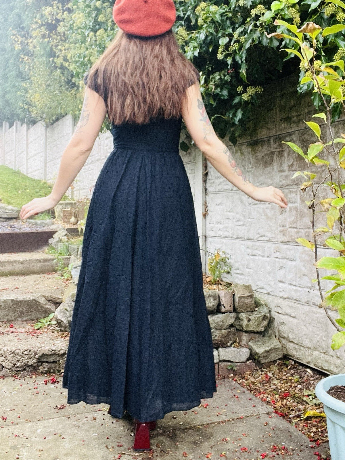 Vintage 70s Long Dress Black Size 10 By Elknot Whimsigoth Boho Goth Ankle Length