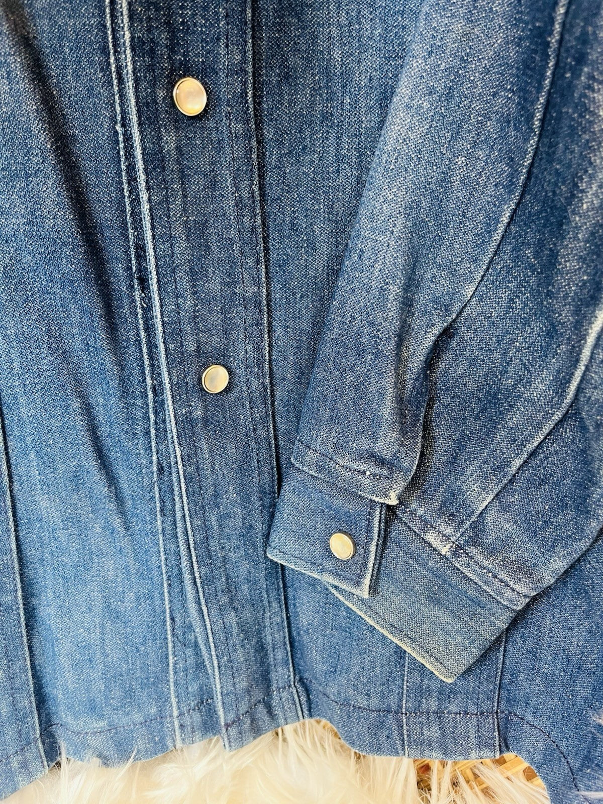 Vintage 1970s Denim Jacket Reworked Donothing Sedgefield Retro Festival Coat S