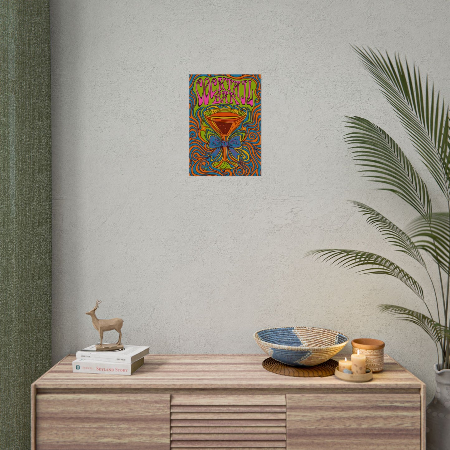 Cocktail Bar Poster, Colourful Retro Prosecco Wall Art, Psychedelic Alcohol Drinking Home Decor Print