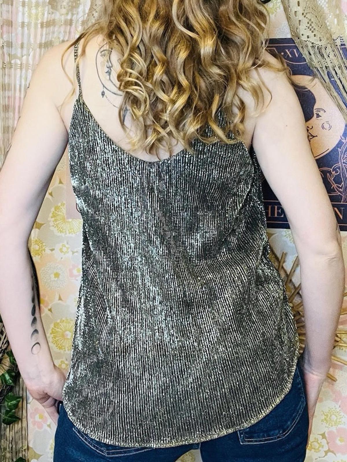 Silver Summer Cami Top Spaghetti Stop Vest Tank Top Size 12 14 By Paper Crane