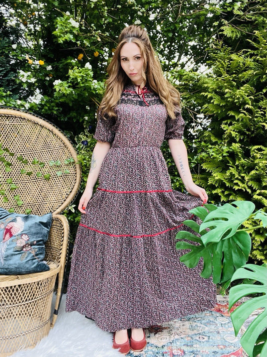 Vintage 1970s Maxi Dress Boho Hippie Woodstock Festival Cottagecore Dress 10