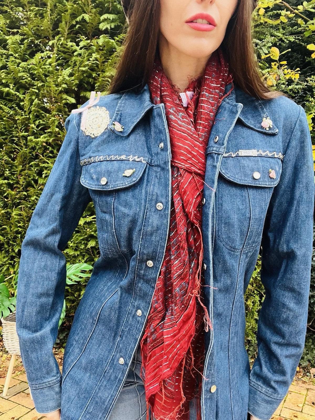 Vintage 1970s Denim Jacket Reworked Donothing Sedgefield Retro Festival Coat S