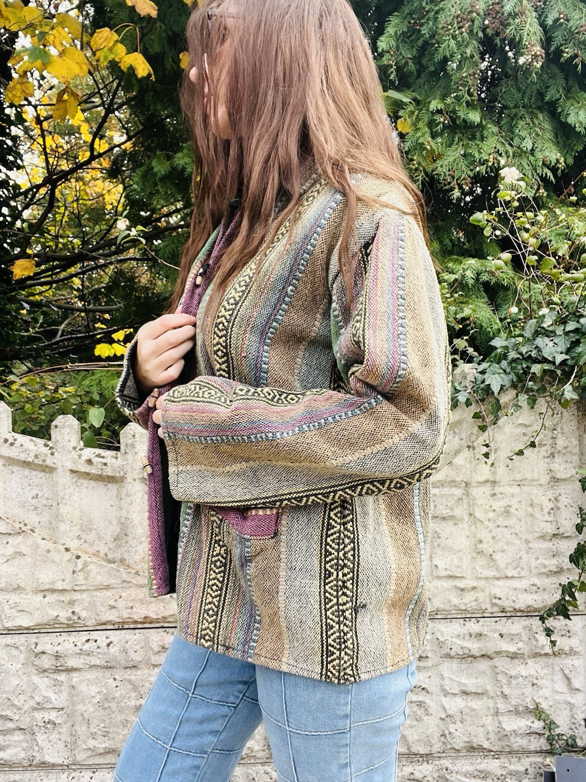 Hippie Kantha Jacket Small Size 10-12 Boho Oversized Cotton Hippy Coat