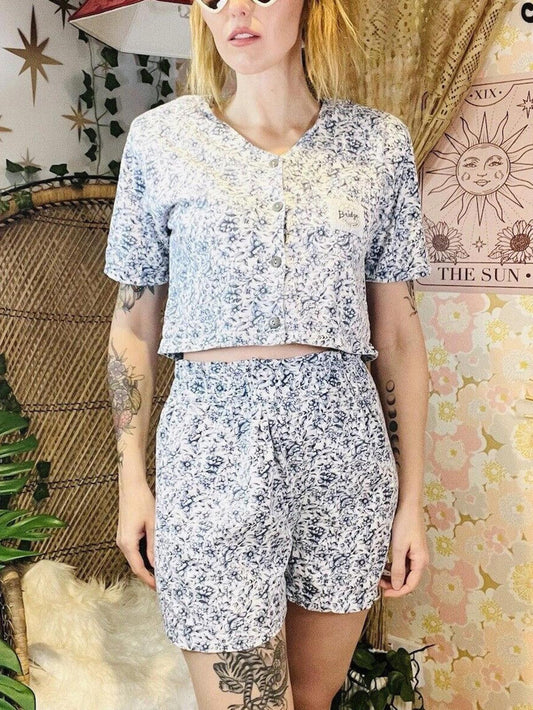 Vintage 80s Shorts T-shirt Two Piece Co Ord Set By USA Bridge Sportswear Size 10