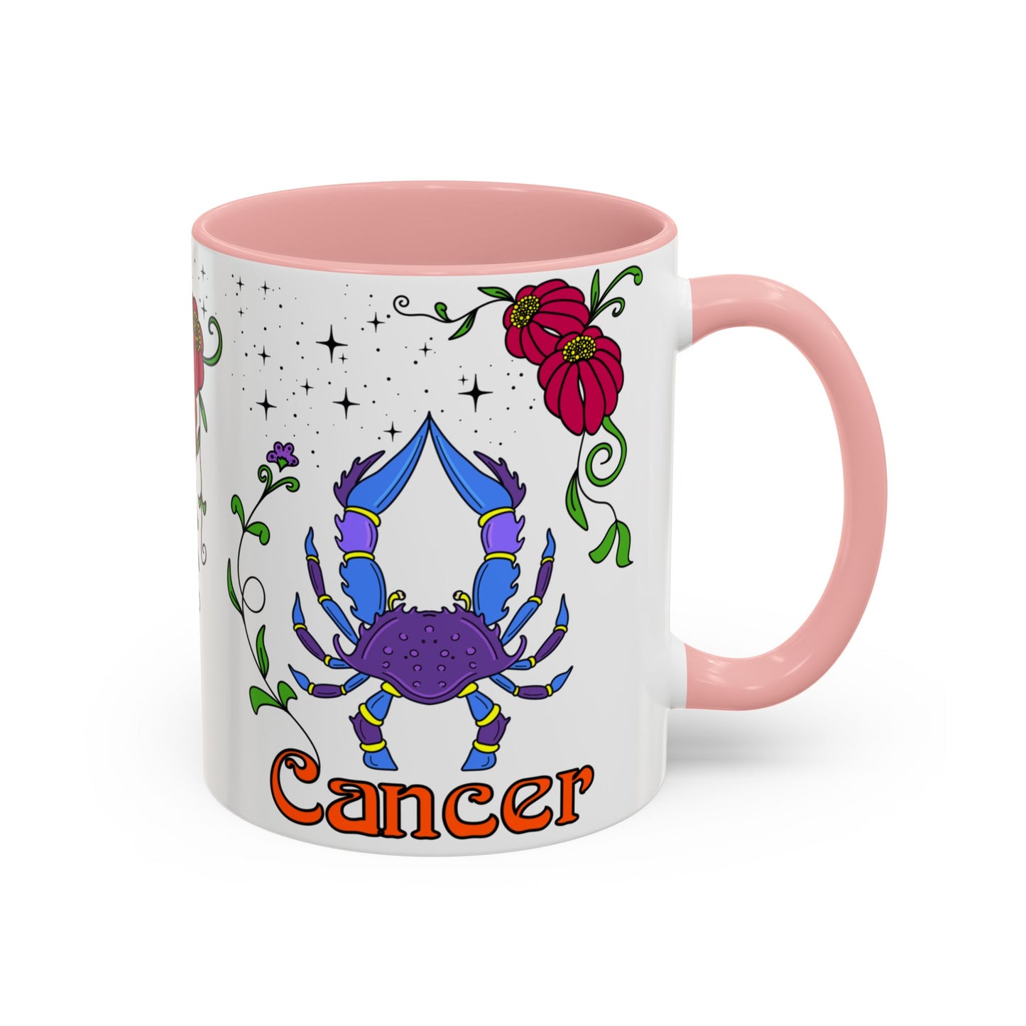 Cancer star sign mug, Crab zodiac astrology coffee cup, Horoscope birthday gift mug, Bold retro colourful Design ceramic mug