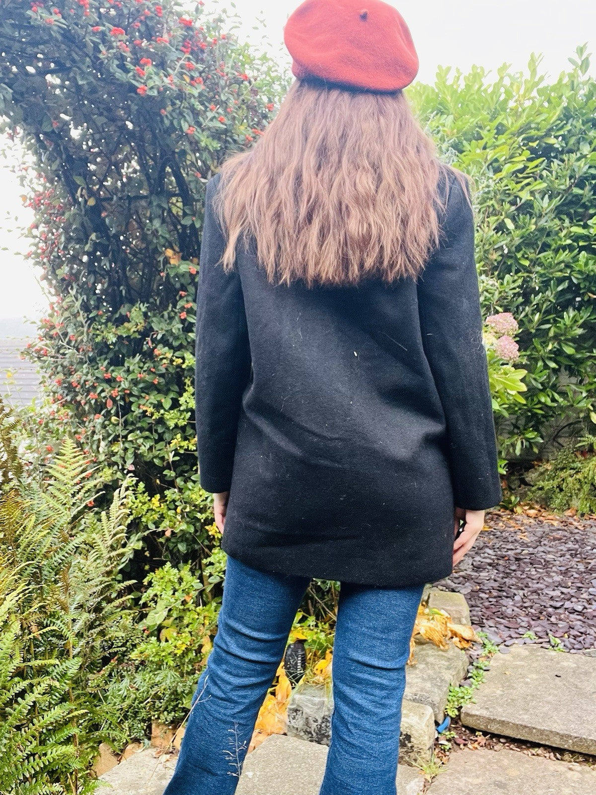 Vintage 70s Winter Coat By Etam Warm Black Jacket With Velvet Collar Size 14