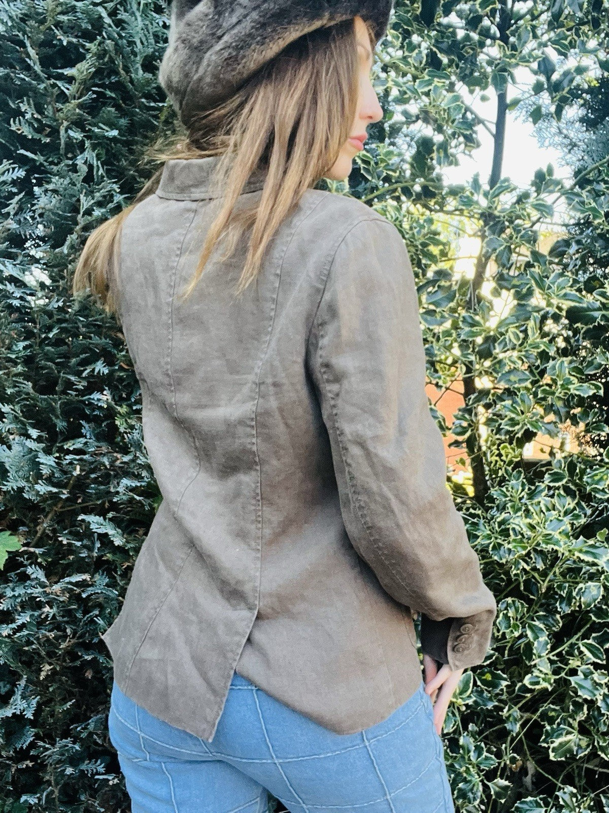 Vintage Y2K Jacket By Per Una, Lined Cotton Blazer With Pockets - Brown Size 14