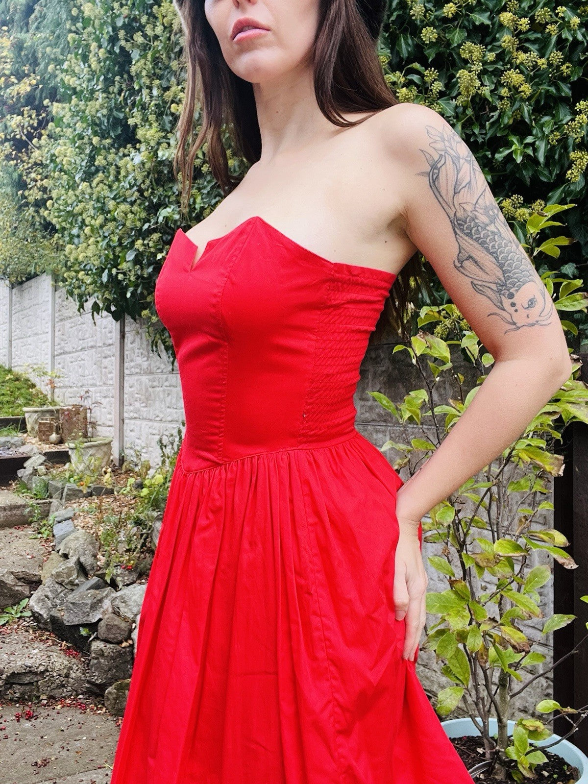 Vintage 90s Party Dress Red Size 10 Retro 1990s Corset Dress With Bow Detail