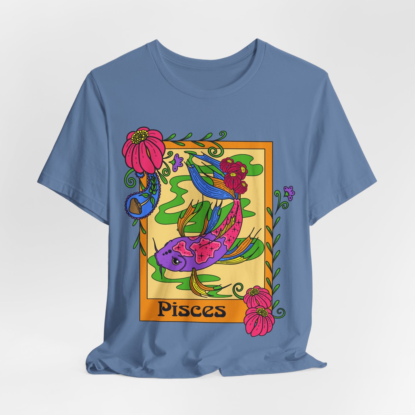 Pisces star sign T-Shirt, Fish zodiac astrology top, Horoscope birthday gift Tee, Bold retro colourful Design tshirt