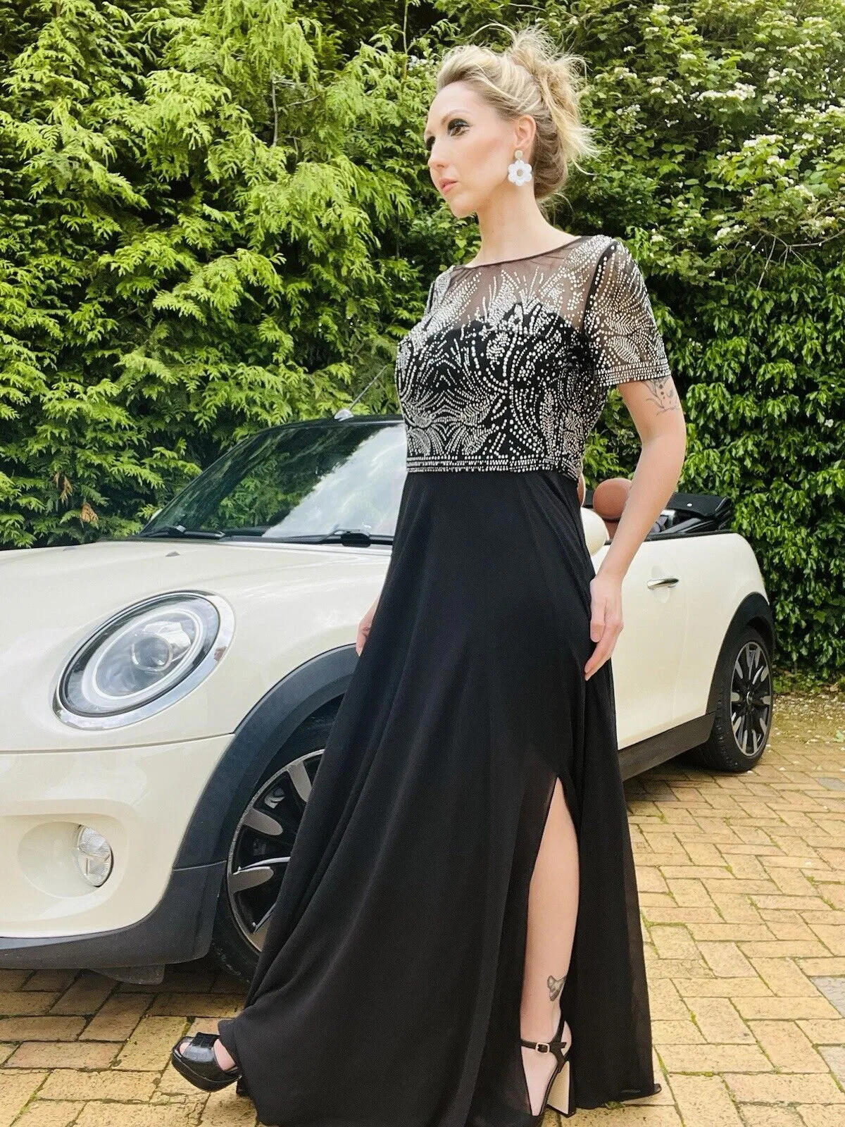 Bulava Embellished Prom Dress Cocktail Party Long Maxi With Slit Black 14 16