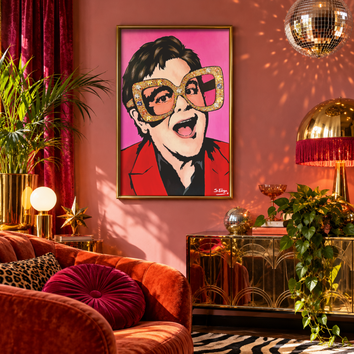 Elton John - Retro 70s Graphic Pop Art Portrait Print