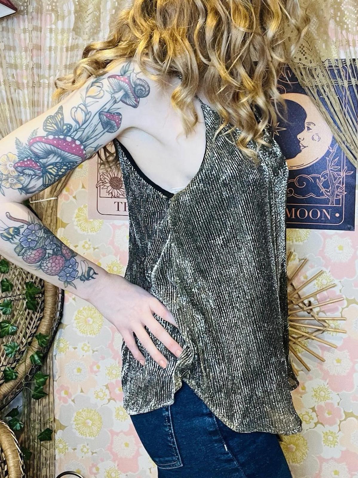 Silver Summer Cami Top Spaghetti Stop Vest Tank Top Size 12 14 By Paper Crane