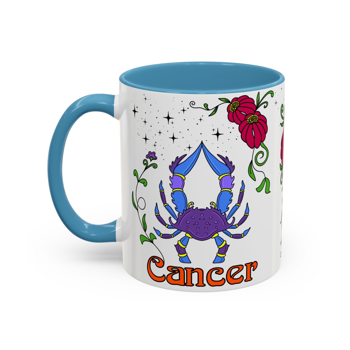 Cancer star sign mug, Crab zodiac astrology coffee cup, Horoscope birthday gift mug, Bold retro colourful Design ceramic mug