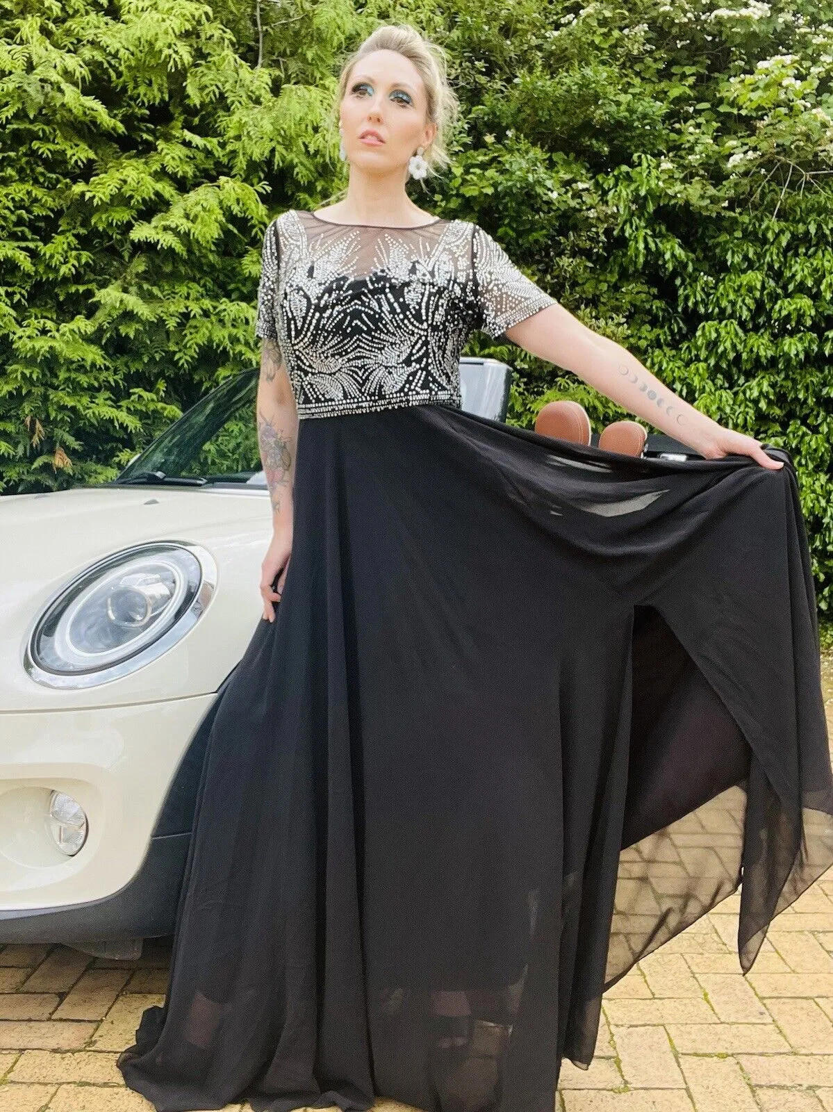 Bulava Embellished Prom Dress Cocktail Party Long Maxi With Slit Black 14 16