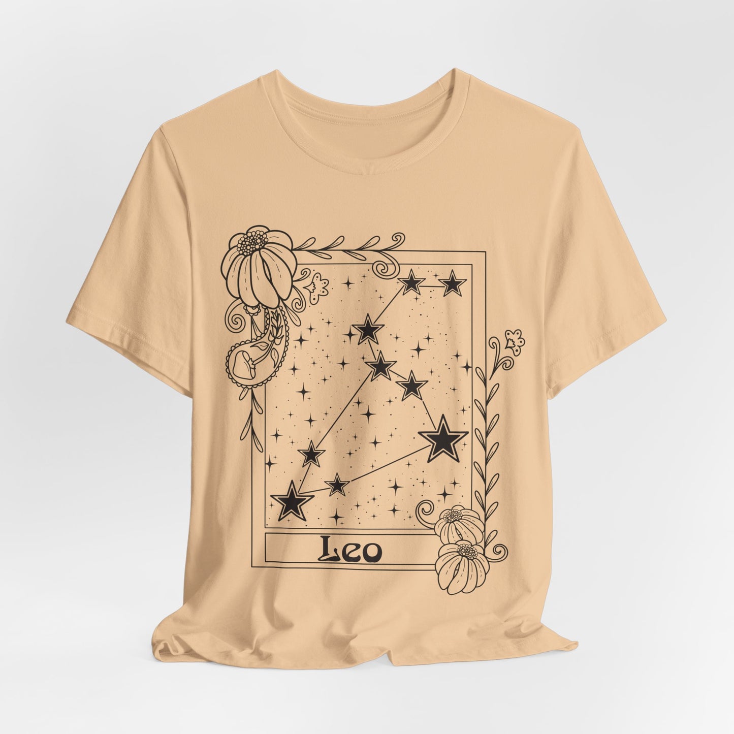 Leo Constellation T-Shirt, Zodiac astrology top, Horoscope birthday gift Tee, Star sign tarot card design tshirt