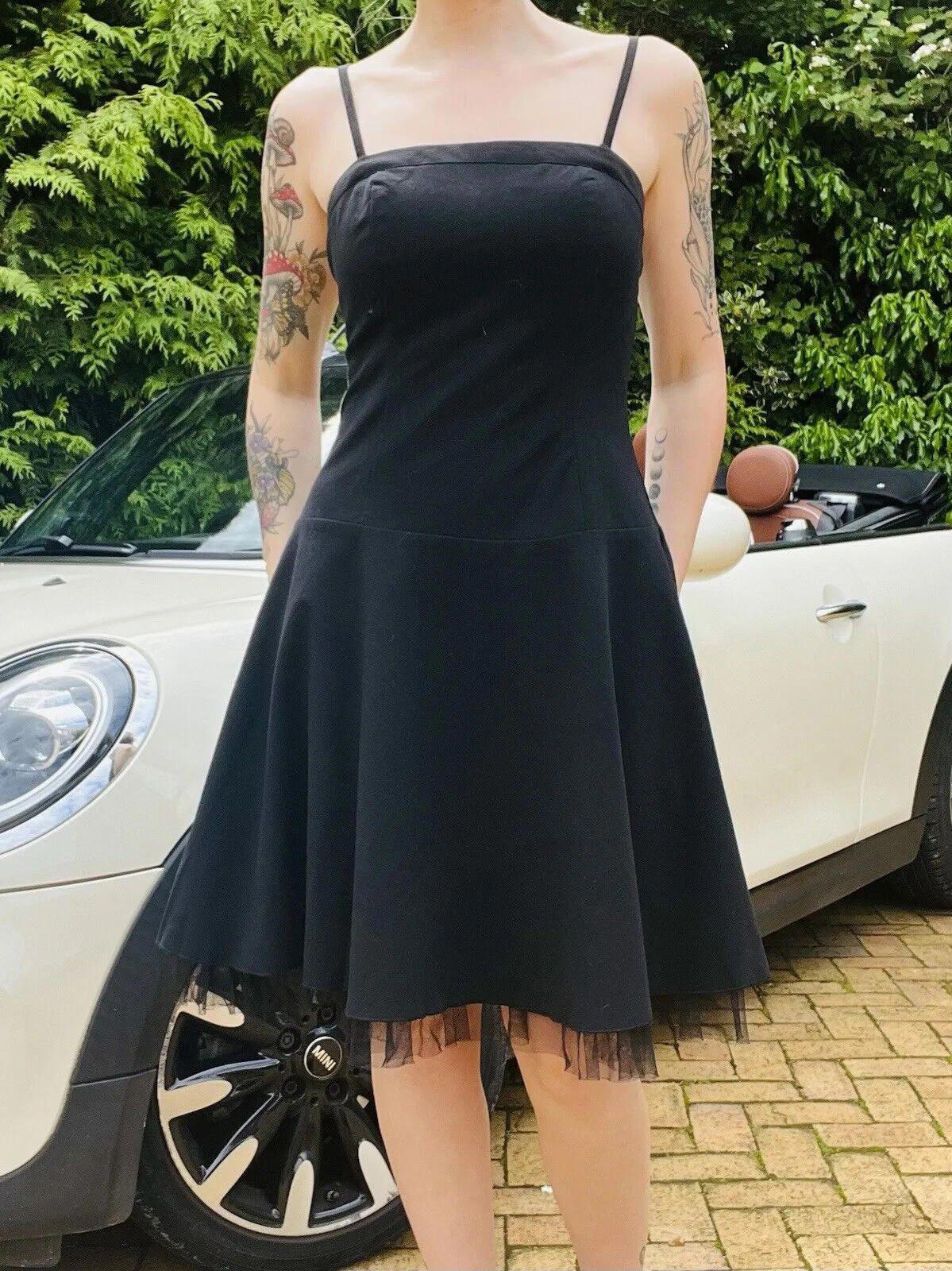 Vintage Y2k Party Dress By Melrose Removable Straps Tulle Underlayer Black 10