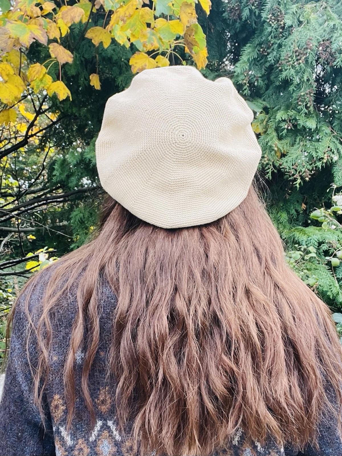 Vintage Knit Beret Hat 56com Small Retro Knitted Cream Beige Preppy Hat