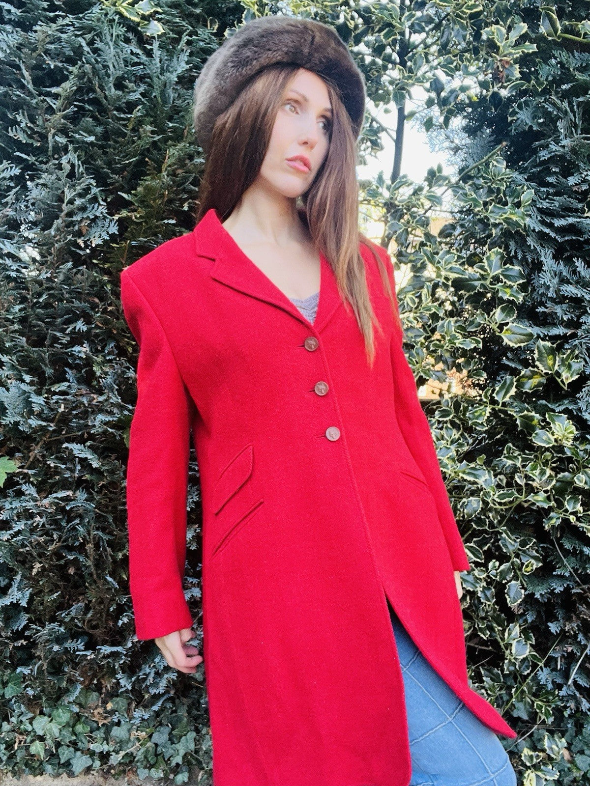 Vintage Y2K Designer Coat By Daks, 100% Wool Rare Limited Edition Red Jacket  16