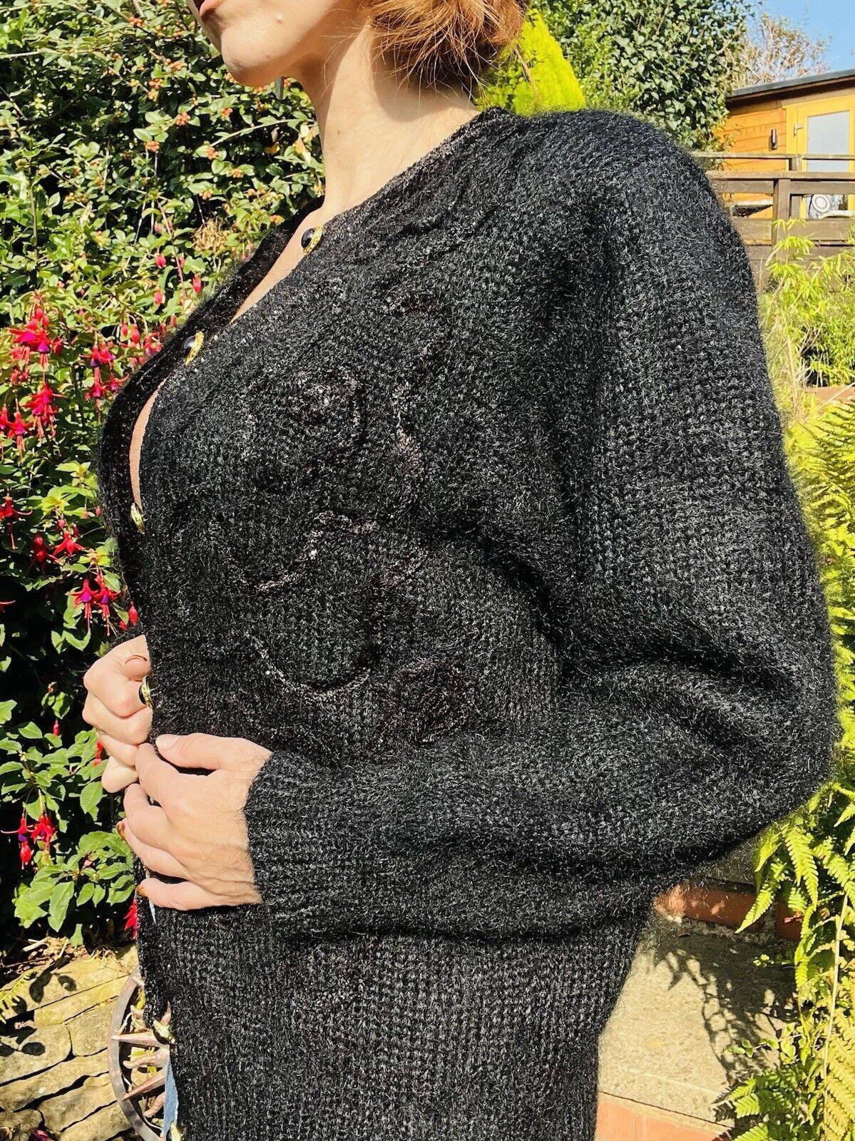 Vintage 1980s Retro Cardigan Fluffy Woolly Knit 1980s Warm Winter Cardigan 12 14