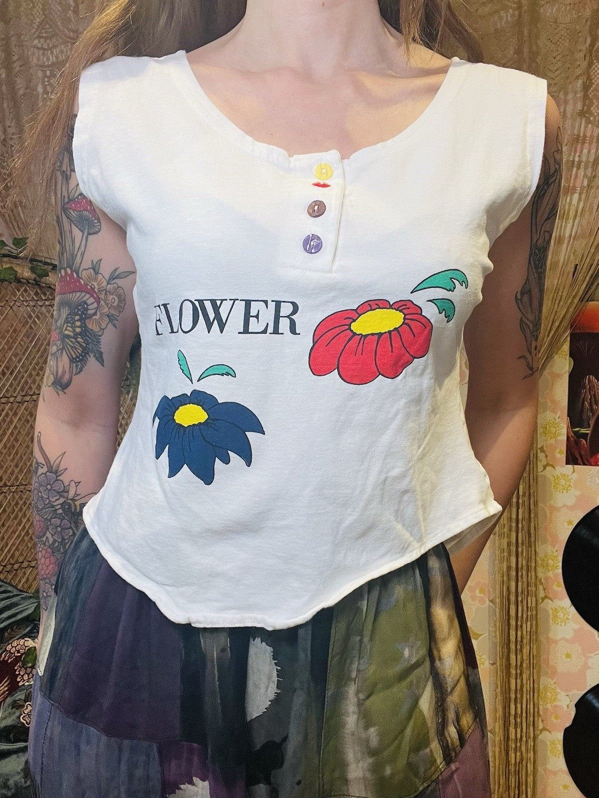 Vintage 1980s Vest Top Tank Top Retro Summer Cotton Sleeveless T-shirt 12