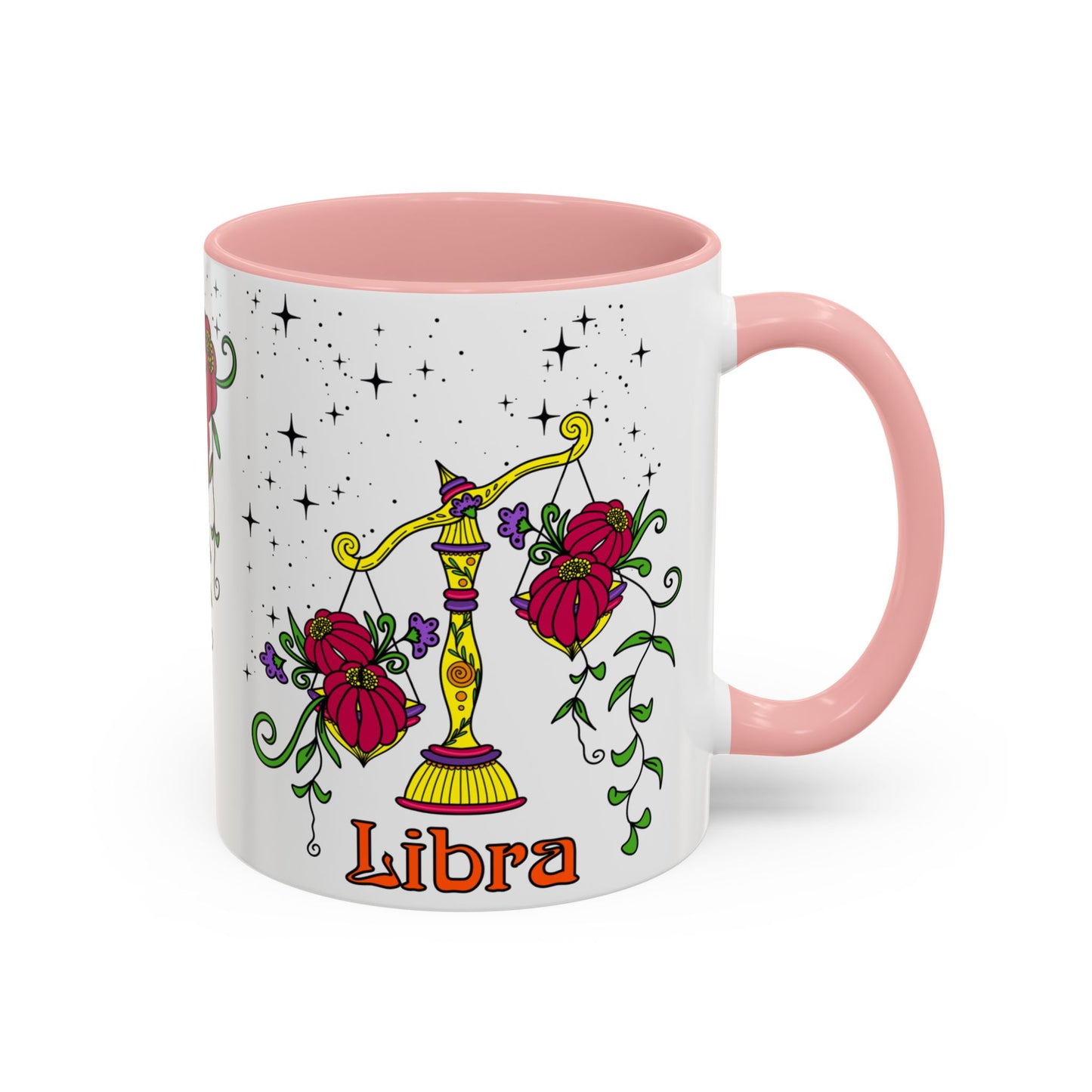 Libra star sign mug, Scales zodiac astrology coffee cup, Horoscope birthday gift mug, Bold retro colourful Design ceramic mug