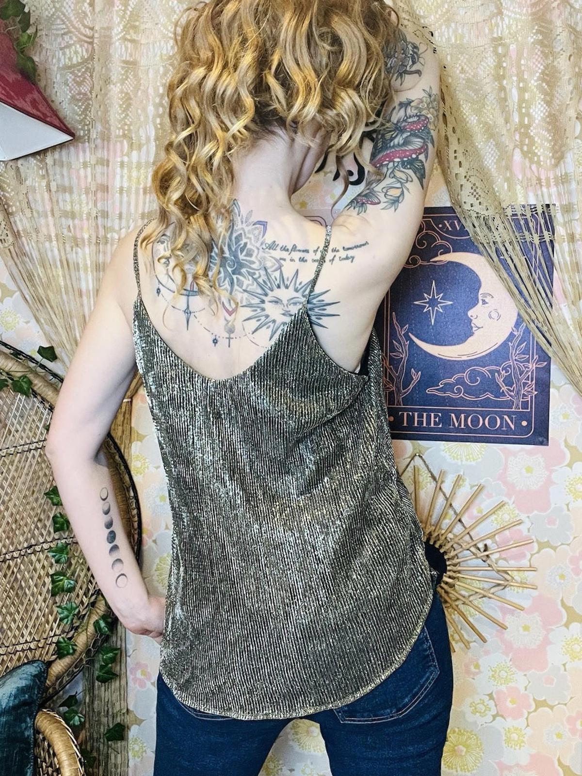 Silver Summer Cami Top Spaghetti Stop Vest Tank Top Size 12 14 By Paper Crane
