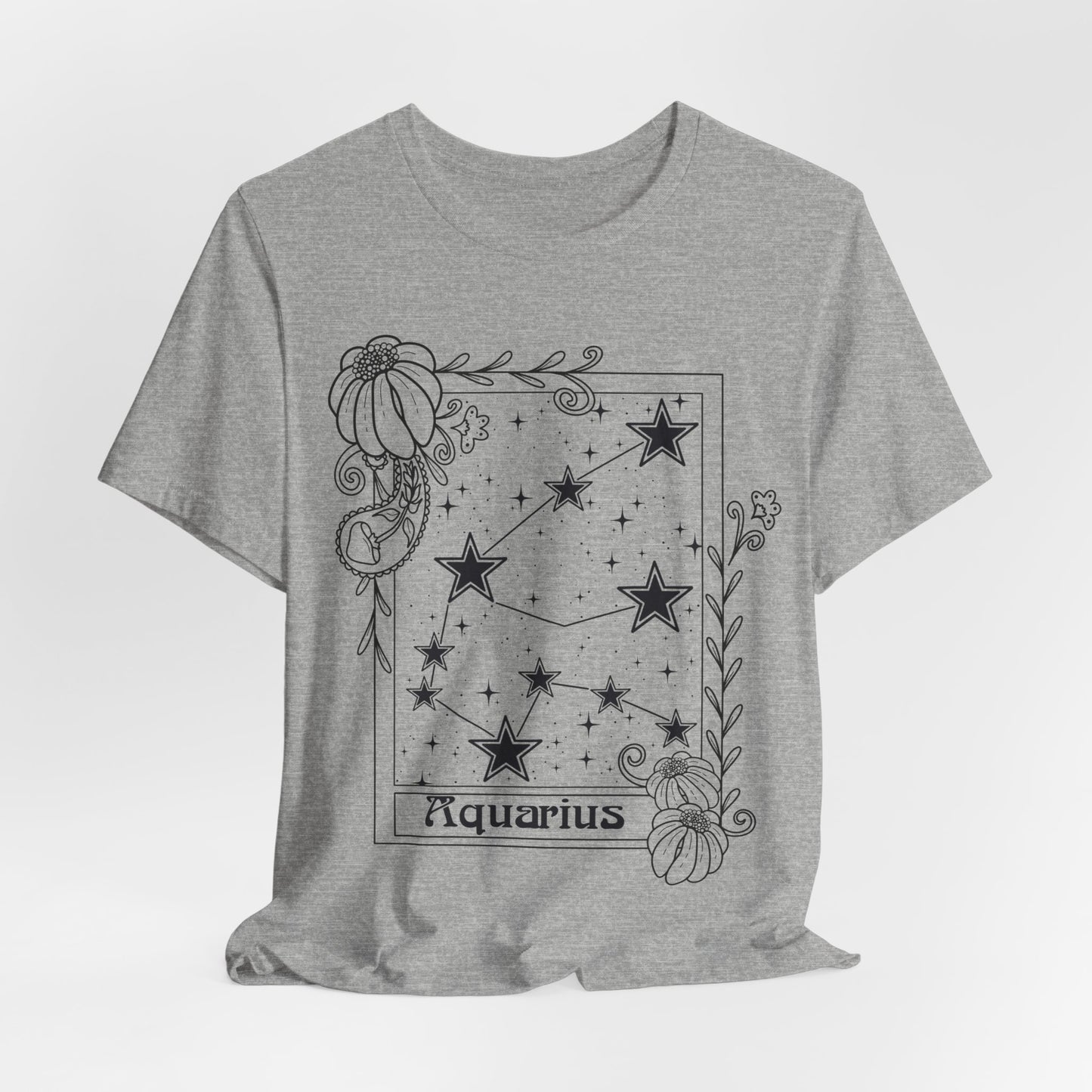 Aquarius Constellation T-Shirt, Zodiac astrology top, Horoscope birthday gift Tee, Star sign tarot card design tshirt
