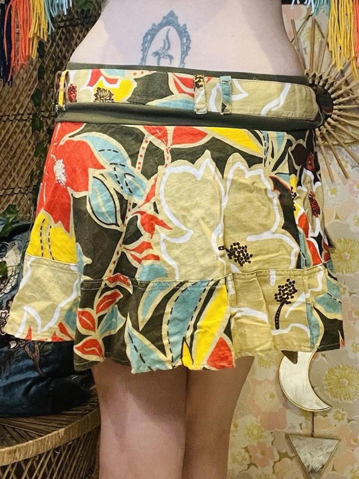 Vintage Y2K Mini Skirt Hawaiian Print Summer Festival Holiday Short Skirt 10