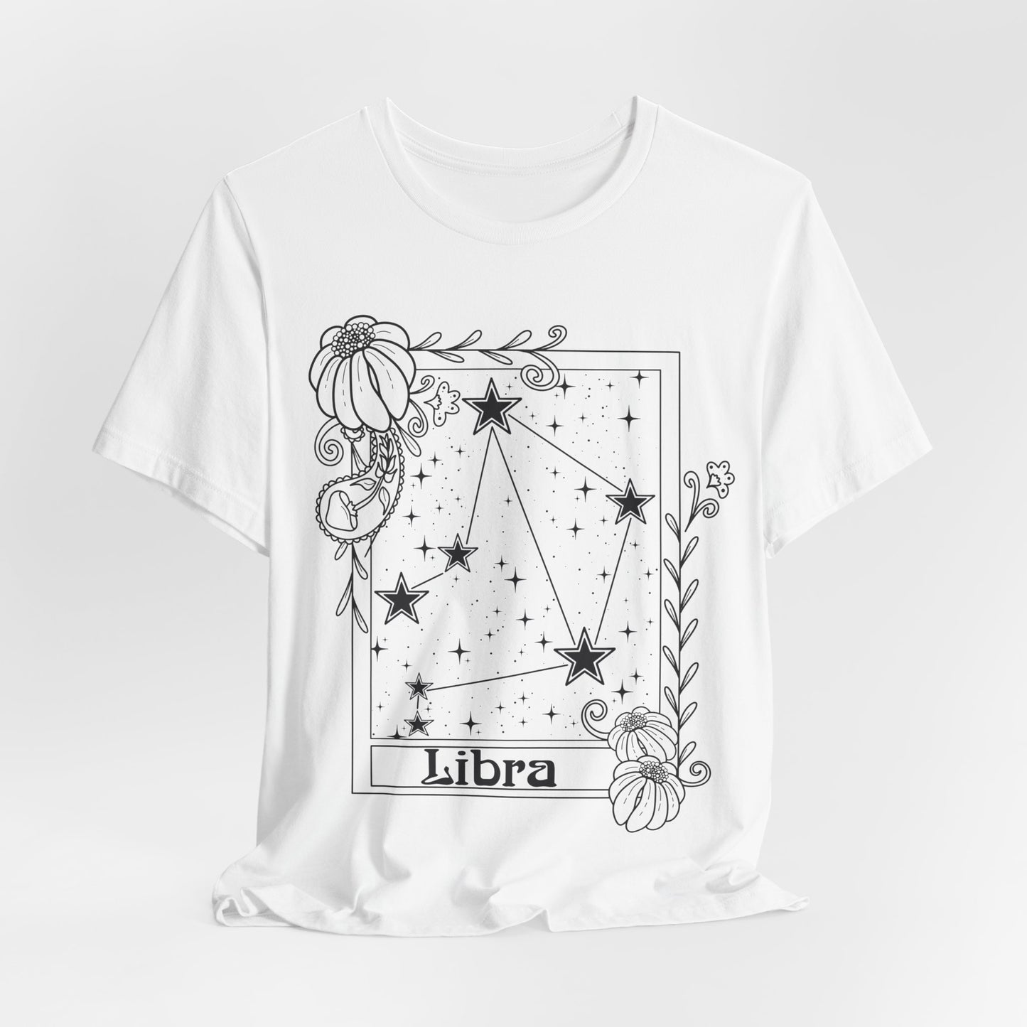 Libra Constellation T-Shirt, Zodiac astrology top, Horoscope birthday gift Tee, Star sign tarot card design tshirt
