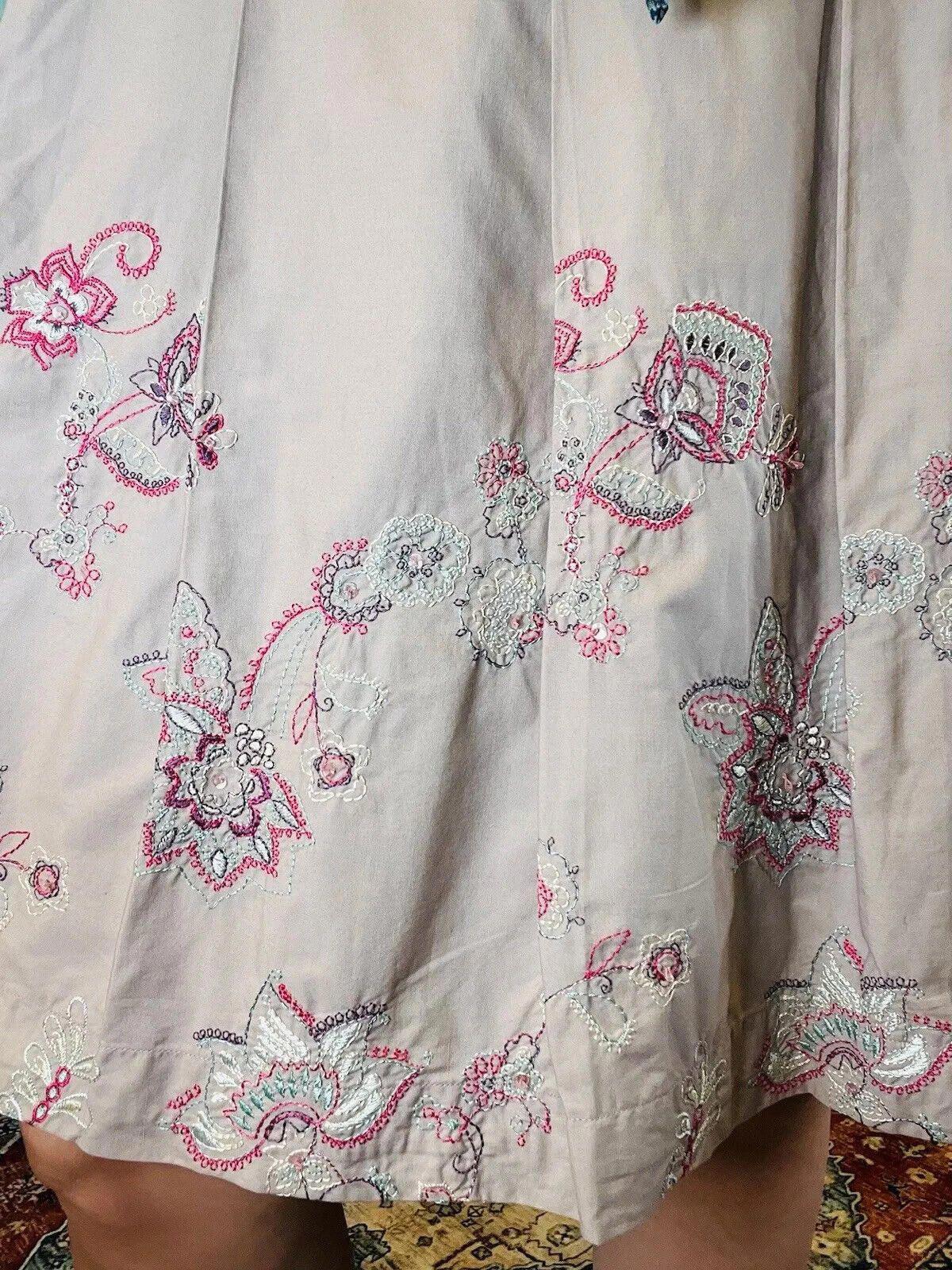 Vintage Y2K Embroidered Skirt By Marks And Spenser Floral Butterfly Fairycore 14