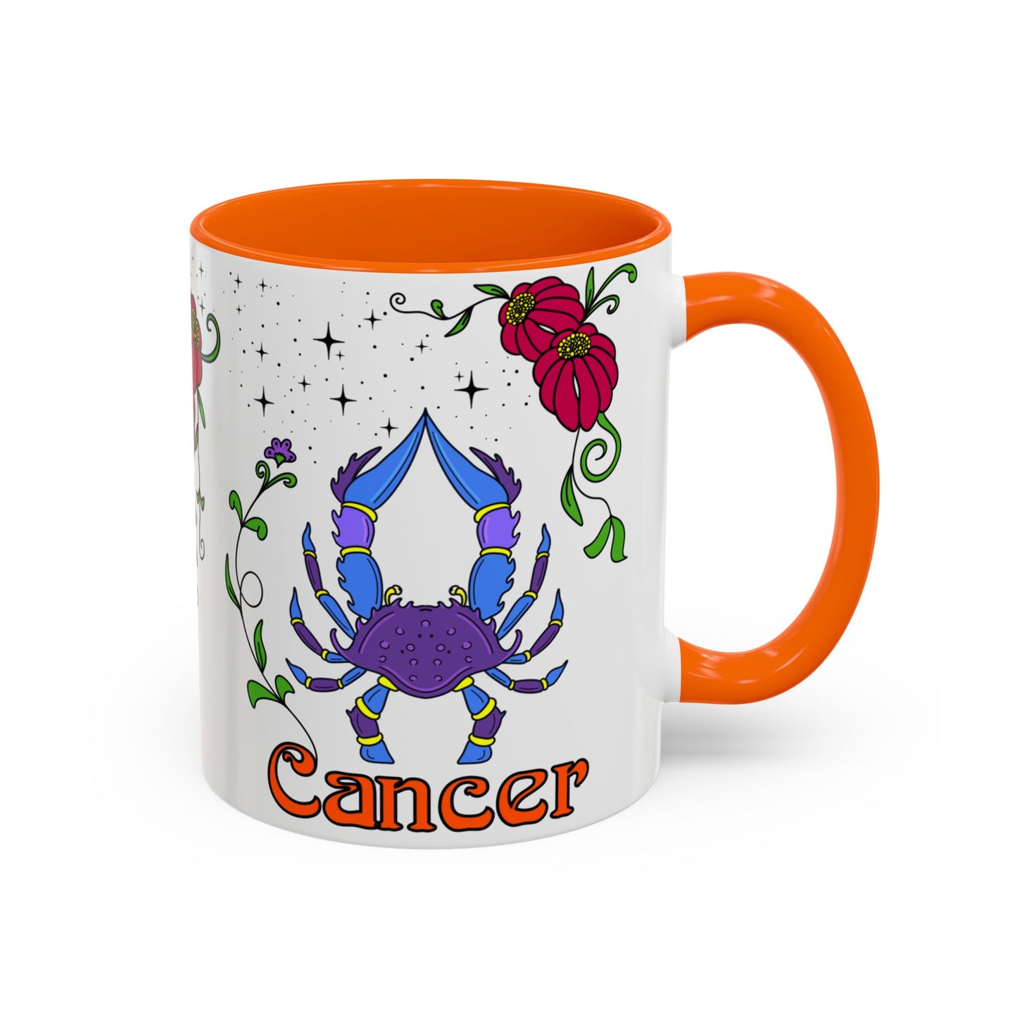 Cancer star sign mug, Crab zodiac astrology coffee cup, Horoscope birthday gift mug, Bold retro colourful Design ceramic mug