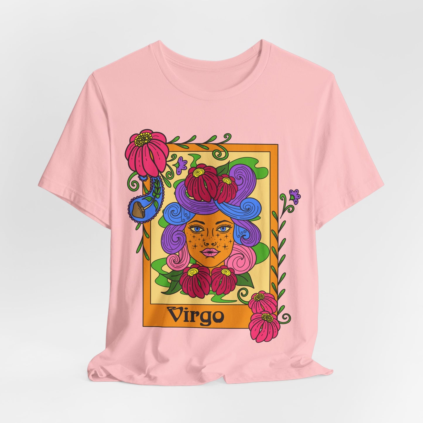 Virgo star sign T-Shirt, Maiden zodiac astrology top, Horoscope birthday gift Tee, Bold retro colourful Design tshirt